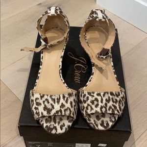 J. crew Linen leopard print wedge - 7